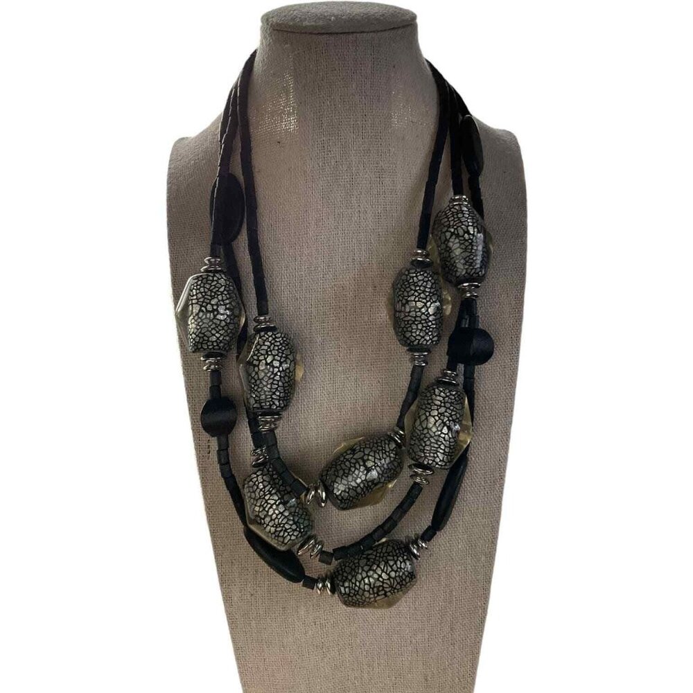 Chico's Women's Iridescent Black & Silver Multi-Strand Necklace